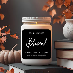 Kaarsenetiket van gezegende Herfst Aangepaste zw Vierkante Sticker
