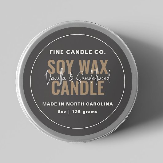 Kaarsenlabel Elegant Modern Minimalistisch Zwart G Ronde Sticker