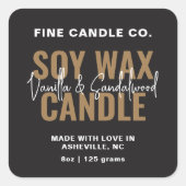 Kaarsenlabel Elegant Modern Minimalistisch Zwart G Vierkante Sticker (Voorkant)