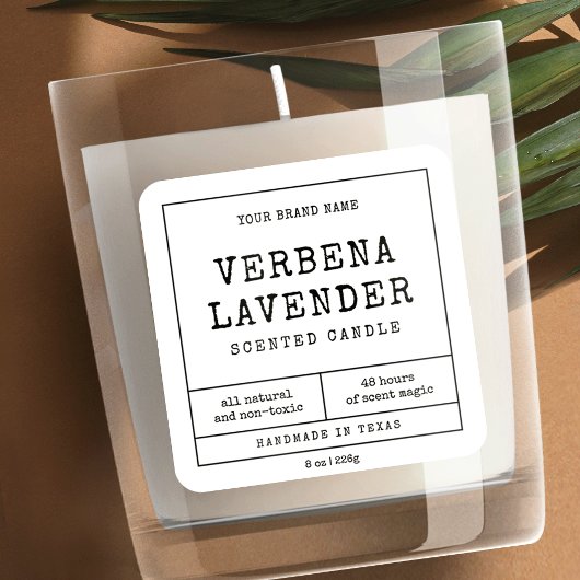 kaarsetiket Apothecary Design Zwart Wit Vierkante Sticker