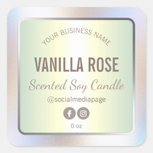 Kaarsetiket Holografisch Vierkante Sticker