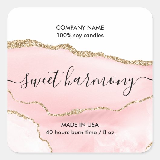 Kaarsetiket productetiket agaat roze potje label (Voorkant)