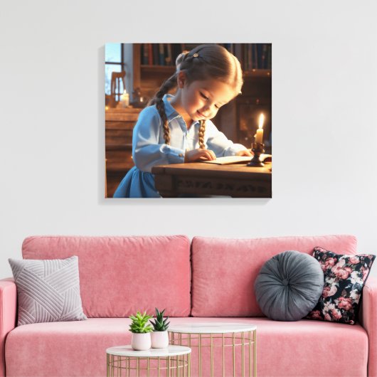 Kaarslicht Verhalen: kindertijd lezen kan Canvas Afdruk (Insitu (Woonkamer))