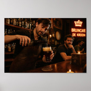 Kaarsverlichte Ambachtelijke Biermoment in Pub Pos Poster
