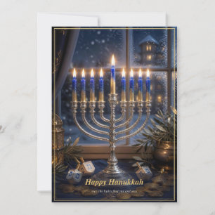 Kaarsverlichte Hanukkah-viering Feestdagenkaart