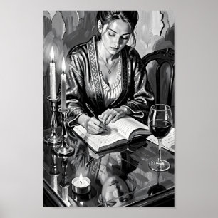 Kaarsverlichte Reflecties in Stilte Poster