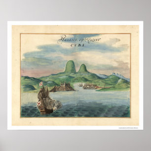 Kaart 1639 van het Uitzicht Havana Cuba Poster
