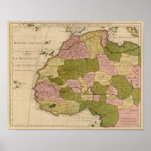 kaart 1707 Noord-Afrika Poster