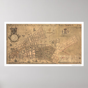 Kaart 1755 van de stad New York Poster