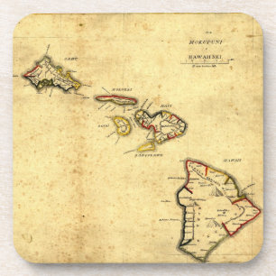 kaart 1837 Hawaii - Hawaiiaanse eilanden Drankjes Onderzetter
