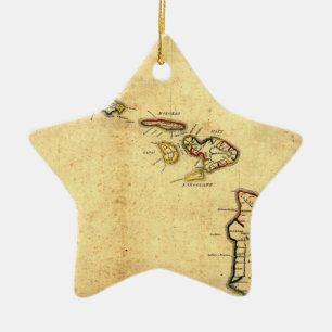  kaart 1837 Hawaii - Hawaiiaanse eilanden Keramisch Ornament