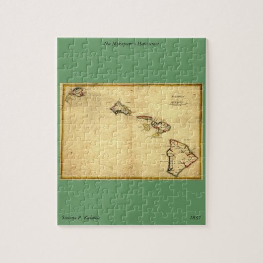  kaart 1837 Hawaii - Hawaiiaanse eilanden Legpuzzel (Verticaal)