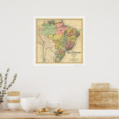 kaart 1892 van de Republiek Brazilië Poster (Keuken)