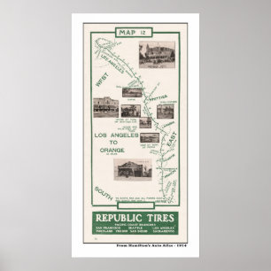 Kaart 1914, LA naar Sinaasappel Poster