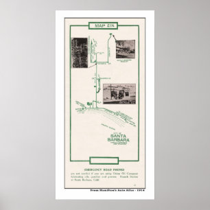 Kaart 1914, stad Santa Barbara Poster