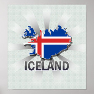 Kaart 2.0 van de IJslandse vlag Poster