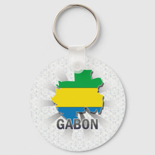Kaart 2.0 van de vlag van Gabon Sleutelhanger