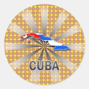 Kaart 2.0 voor de vlag van Cuba Ronde Sticker