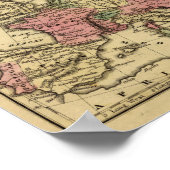 kaart 2 van Europa met kleurrijke atlas Poster (Hoek)