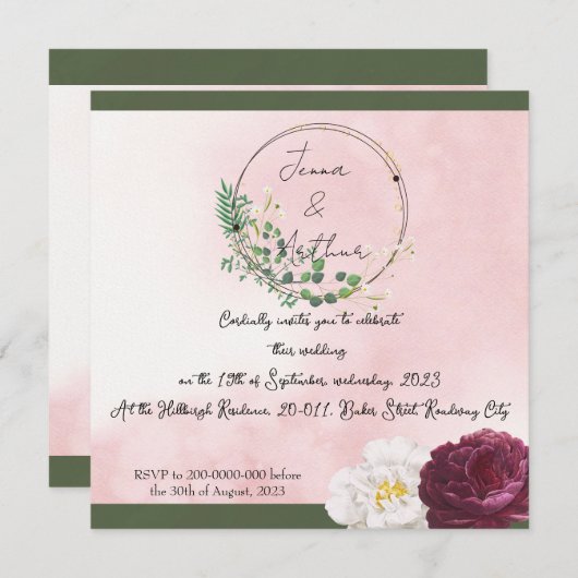 Kaart Aankondiging van aangepaste bruiloft (Voorkant / Achterkant)