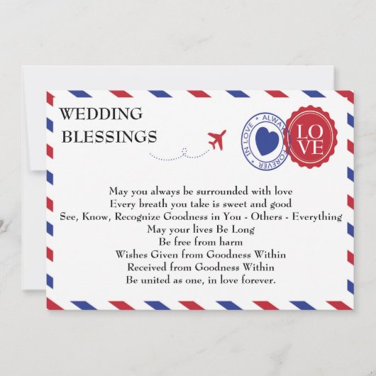 Kaart Airmail Wedding Blessings (Voorkant)