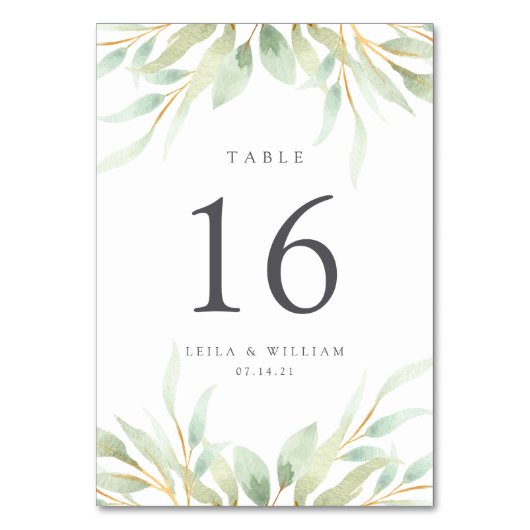 Kaart Airy Botanical Personalized Table Number (Voorkant)