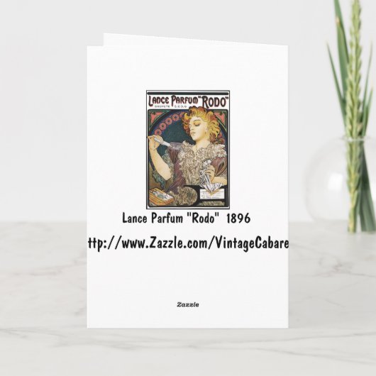 Kaart: Alphonse Mucha- Lance Parfum "Rodo " Feestdagen Kaart (Achterkant)