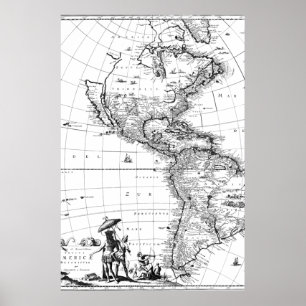  kaart amerika noord - amerika poster