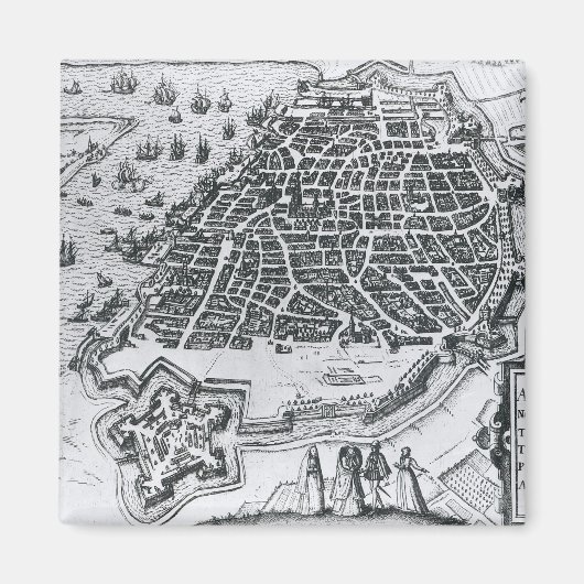 Kaart Antwerpen, 1598 Magneet (Voorkant)