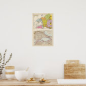 Kaart Balkanschiereiland en Constantinopel Poster (Keuken)