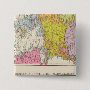 Kaart Balkanschiereiland en Constantinopel Vierkante Button 5,1 Cm