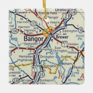 kaart Bangor Maine Keramisch Ornament