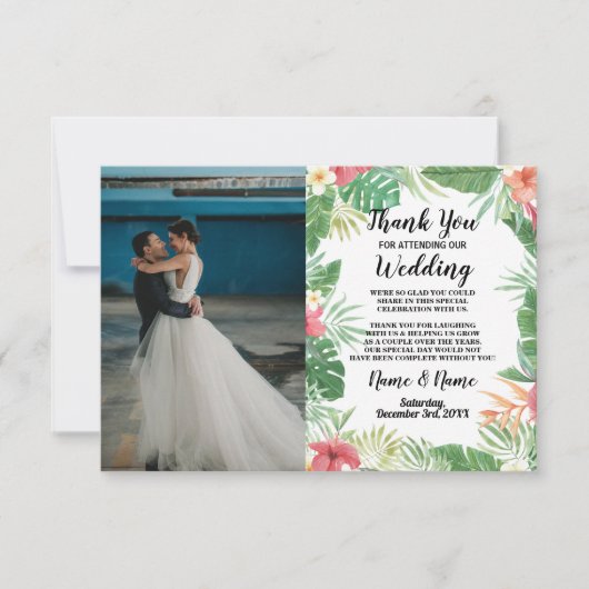 Kaart Bedankt Foto Bloemendecor Tropisch Aloha Lua (Voorkant)