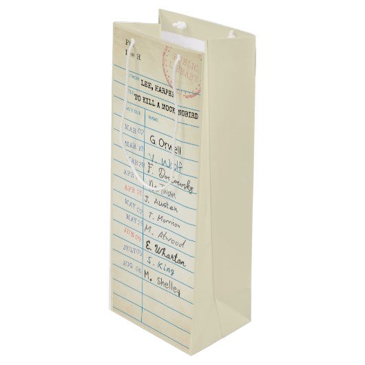 Kaart  bibliotheek wijn cadeautas (Voorkant Gekanteld)