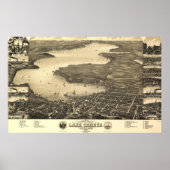  kaart bij het meer van Genève Poster (Voorkant)