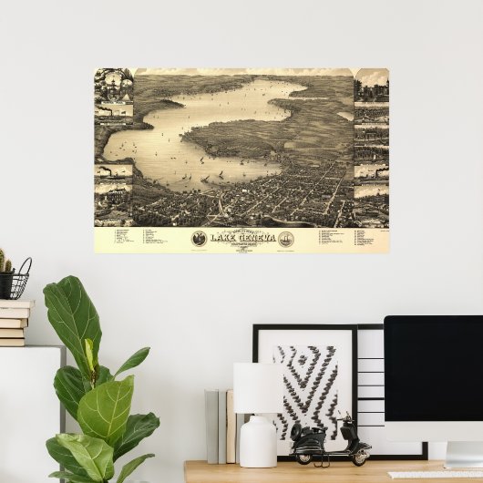 kaart bij het meer van Genève Poster (Thuiskantoor)