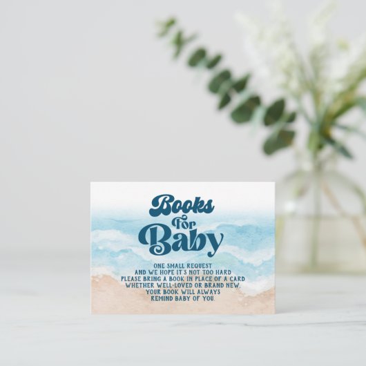 Kaart Blauwe Retro Beach Book Request Enclosure (Staand voorkant)