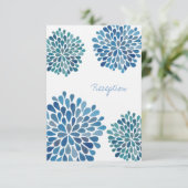 Kaart blauwe Waterverf Dahlias (Staand voorkant)