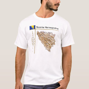 Kaart Bosnië en Herzegovina + vlag + titel T-shir T-shirt