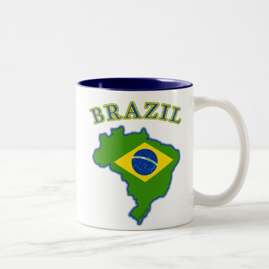 Kaart BRAZIl/vlag Tweekleurige Koffiemok (Rechts)