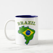 Kaart BRAZIl/vlag Tweekleurige Koffiemok (Links)