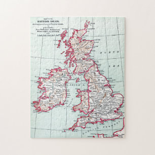 KAART: BRITISH ISLES, c1890 Legpuzzel