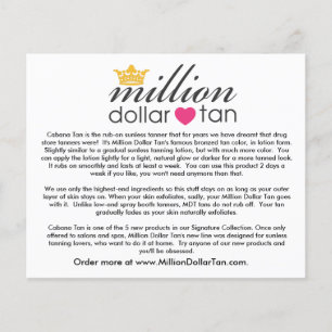 Kaart Cabana Tan van Million Dollar Tan