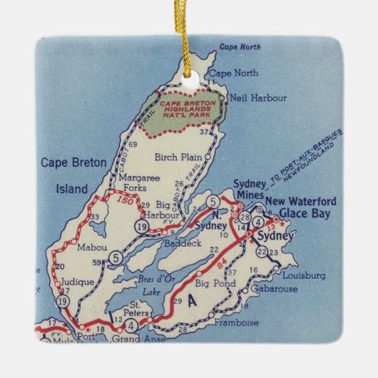  kaart Cape Breton Island Keramisch Ornament (Voorkant)