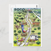 Kaart Cartoon Zuid-Congres Ave ATX (Voorkant / Achterkant)