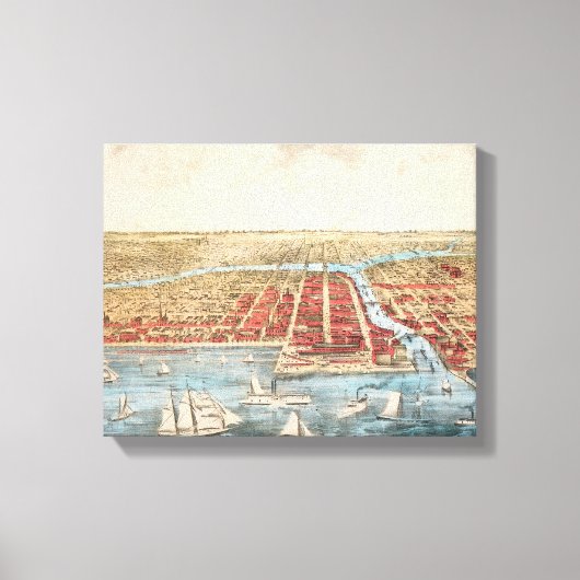KAART: CHICAGO, c1857 Canvas Afdruk (Voorkant)