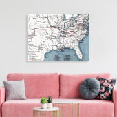 KAART: CIVIL WAR, 1861 CANVAS AFDRUK (Insitu (Woonkamer))