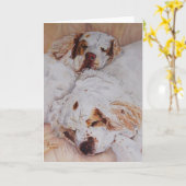 kaart - Comfort - Twee Spanielen Clumber (Gele Bloem)