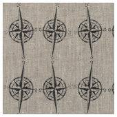 Kaart Compass Black Wave Pattern Nautical Coastal Stof (Close Up)
