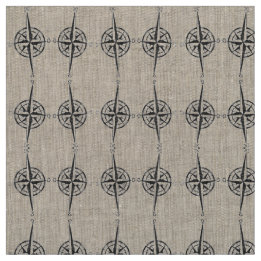 Kaart Compass Black Wave Pattern Nautical Coastal Stof